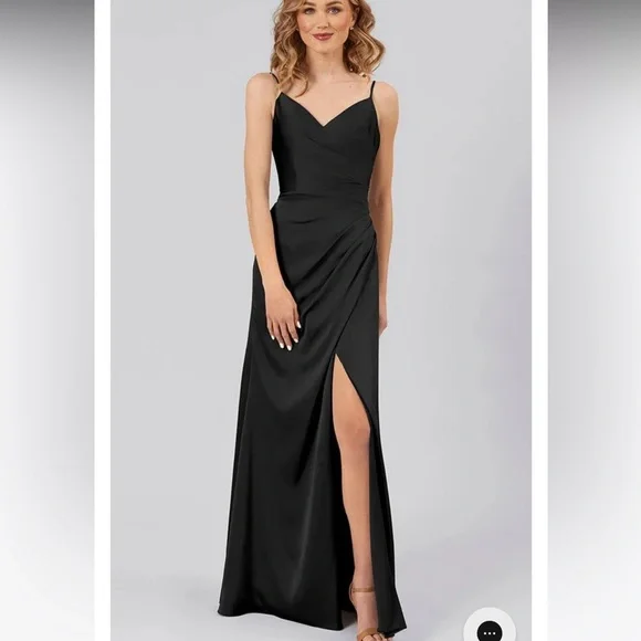 Black satin beautiful gown, worn once and in perfect condition! Bridesmaid/guest - Picture 1 of 7